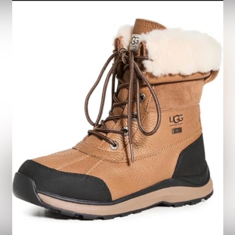 UGG Women's Chestnut Brown Shearling-Lined Winter Boots- Adirondack - Picture 2 of 11
